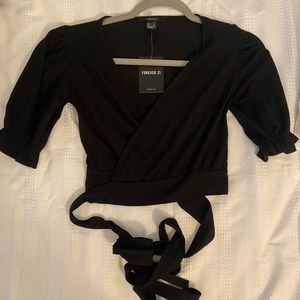 Black Cross Wrap top